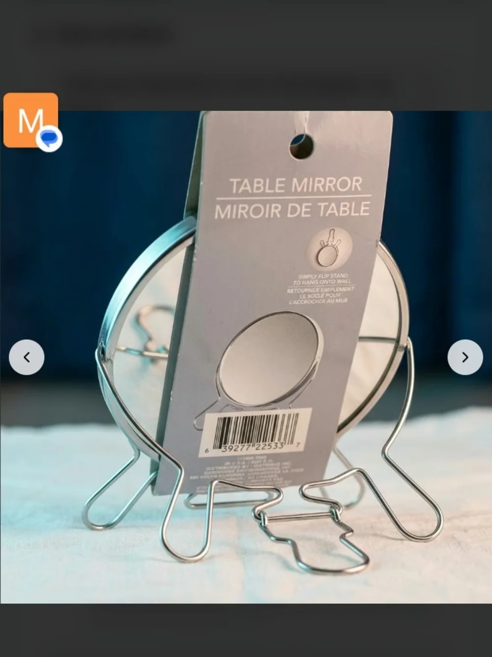 Table Or Wall Mirror with Silver Frame - Compact Stand Mirror